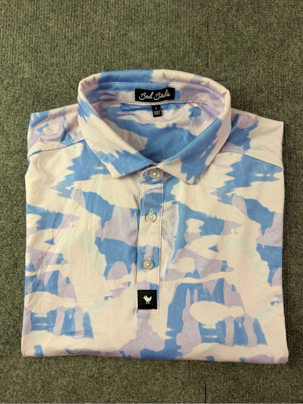 Bad Birdie Mens Short Sleeve Camo Golf Polo Shirt Size L Multicolor